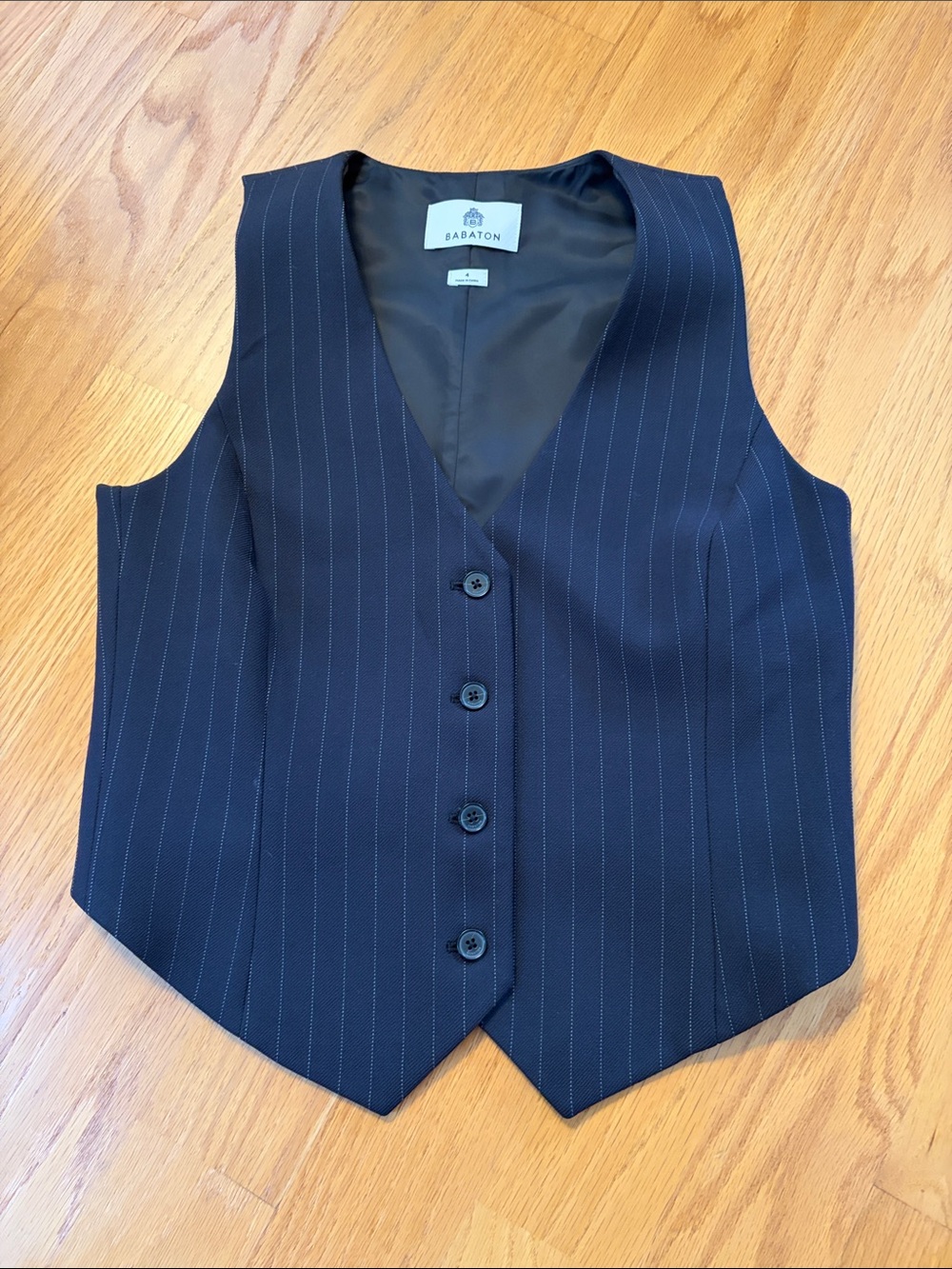 Aritzia Babaton Deniro Button Up Suit Vest in Black Striped Size 4